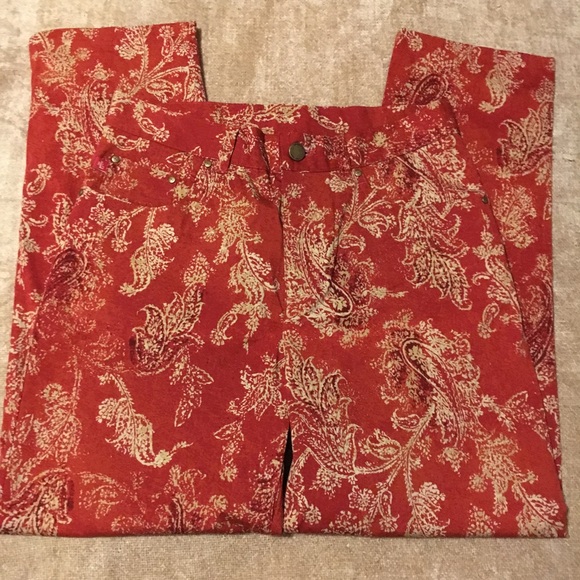 Lauren Ralph Lauren Red Paisley / Floral Pants - Picture 3 of 8